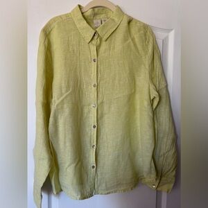 Joie 100% Linen Lime Green Button-Up Shirt